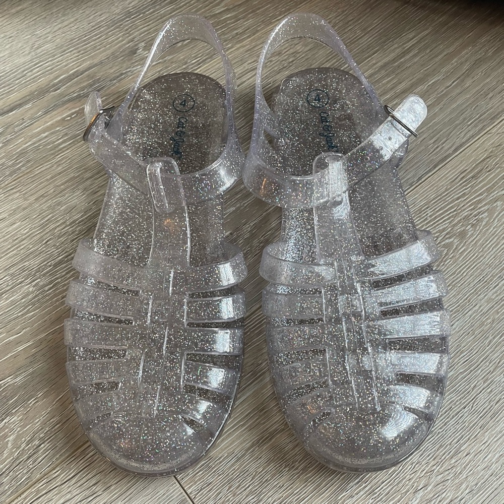 Cat & Jack Glitter Jelly Sandals clear with silver